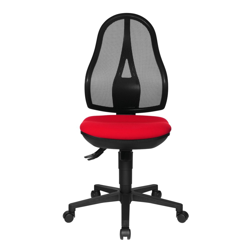 Silla operativa giratoria Topstar® Open Point Syncro, el asiento protege la columna, respaldo de malla, rojo