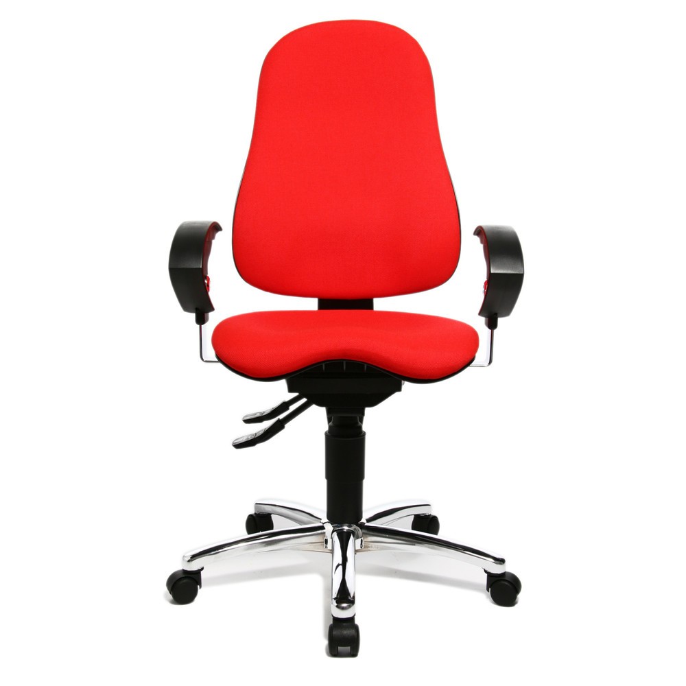 Silla de oficina giratoria Topstar® Ortho 10, apoyabrazos de altura ajustable, rojo