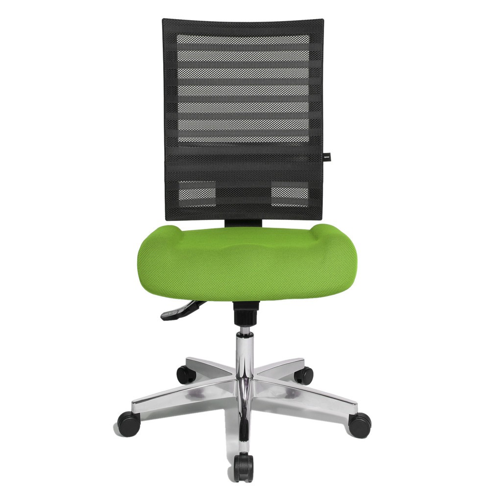 Silla de oficina giratoria Topstar® P91-NET, respaldo de malla negro, asiento verde manzana