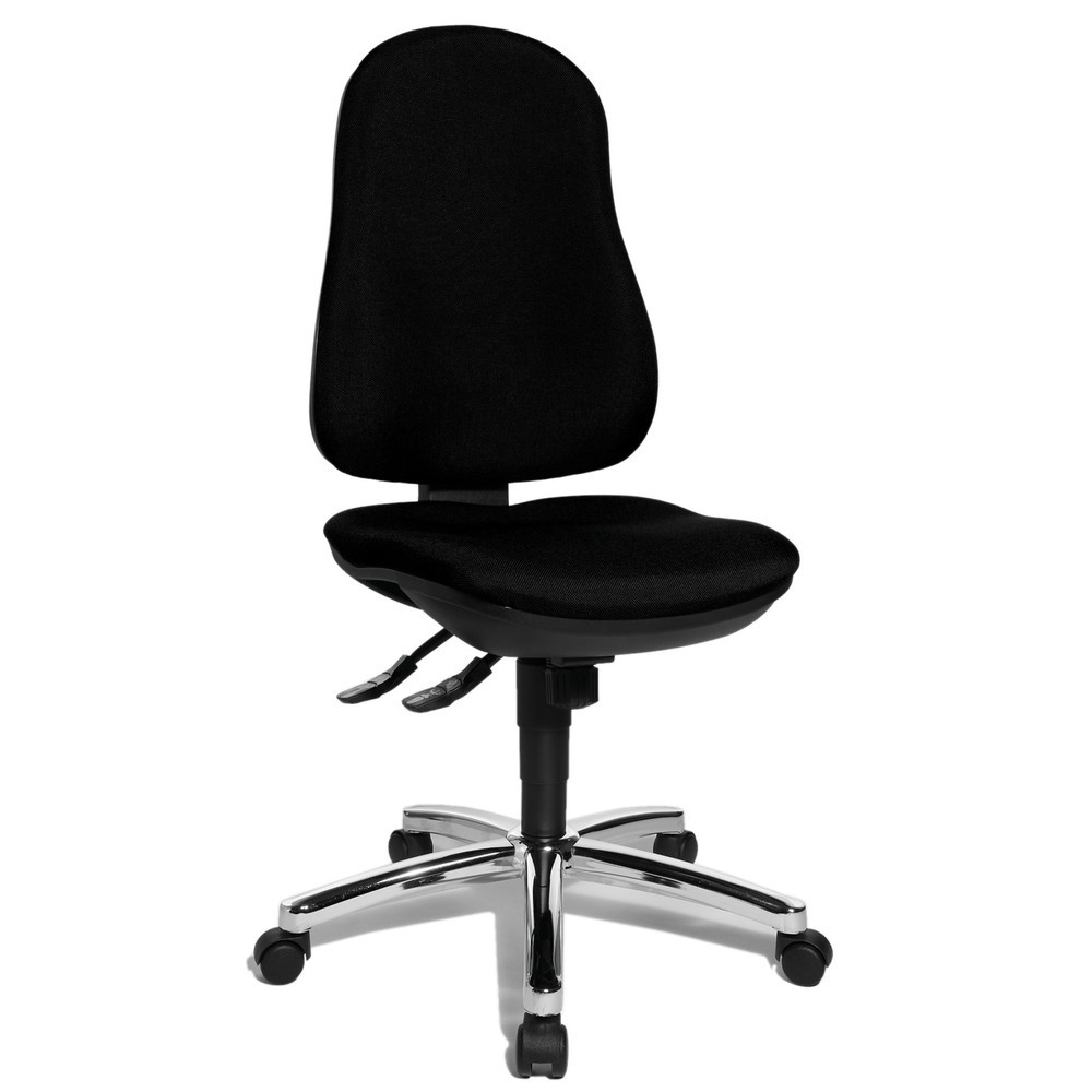 Silla de oficina giratoria Topstar® Support Syncro, el asiento protege la columna, negro