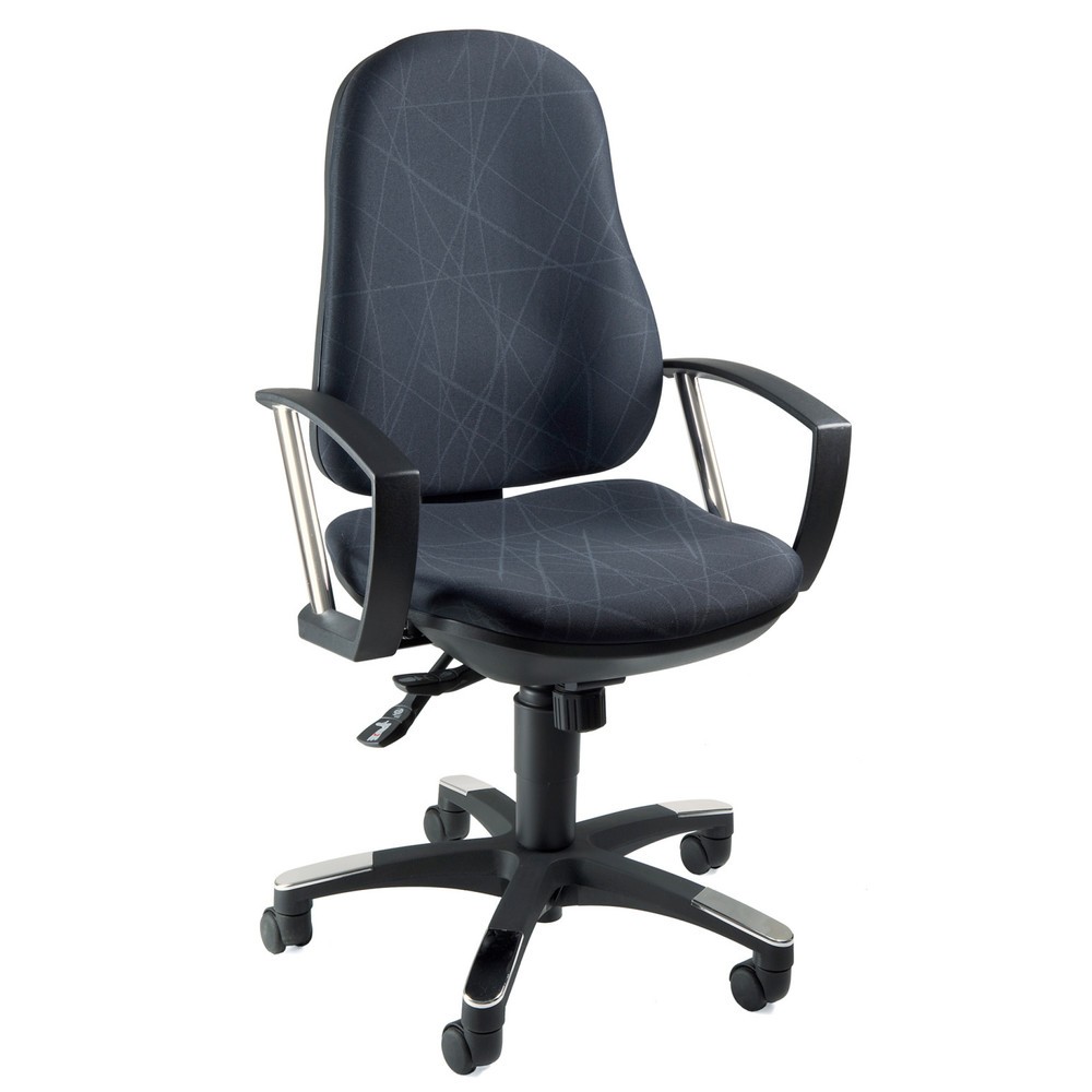 Silla de oficina giratoria Topstar® Trend SY 10, asiento con protección para la columna, dibujo en negro y azul oscuro