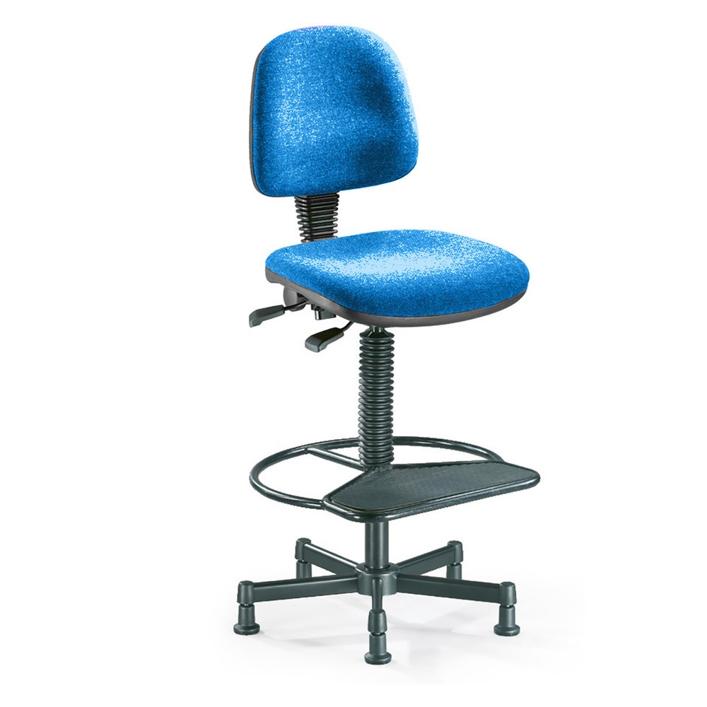 Silla de trabajo giratoria Usage, estribo circular con apoyo, conteras, azul royal