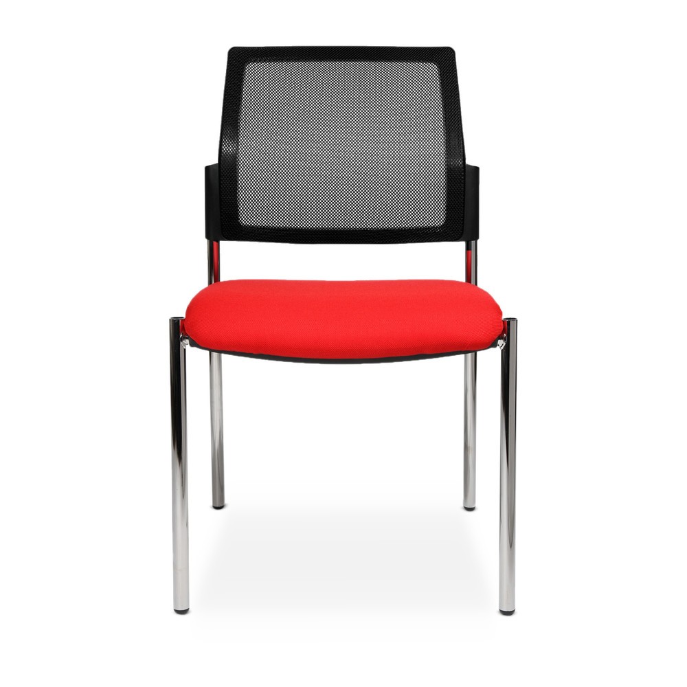 Topstar® BTOB 10 silla de visitas|sillón de visitas con respaldo de malla y marco de 4 pies, color rojo