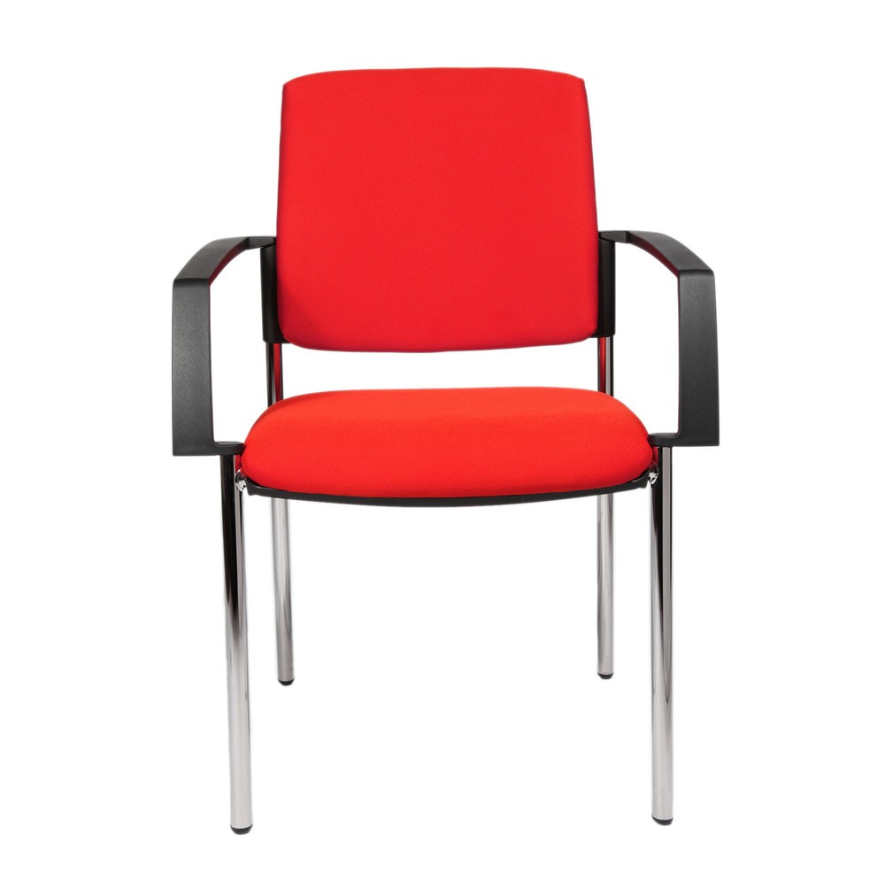 Topstar® BTOB 10 silla de visitas|sillón de visitas con respaldo acolchado y marco de 4 pies+reposabrazos rojo