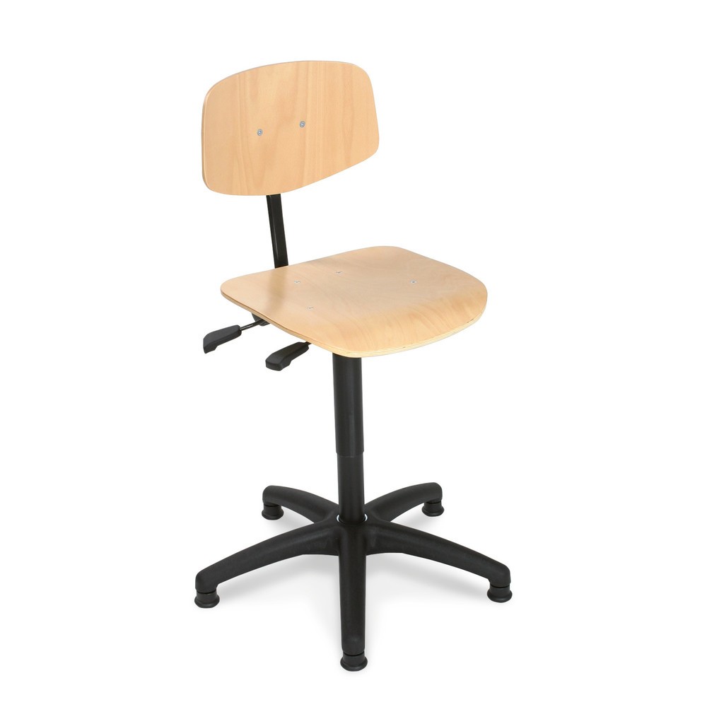 Silla giratoria de trabajo Easy Beech, altura del asiento 430-630 mm, base de plástico, deslizadores de suelo