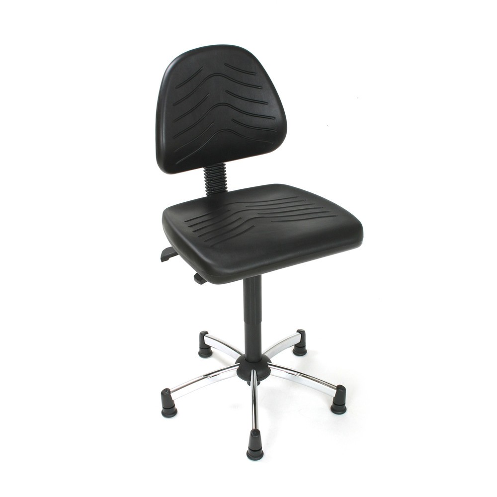 Silla giratoria universal, altura del asiento 480-660 mm, base de aluminio, parapente de suelo, piel sintética, color negro