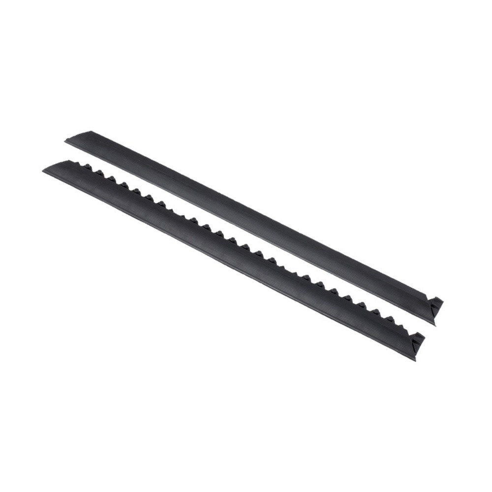 Tira de borde para placas de suelo con sistema de encajado para puesto de trabajo de montaje, con botones, An x Fo 50 x 910 mm, negro