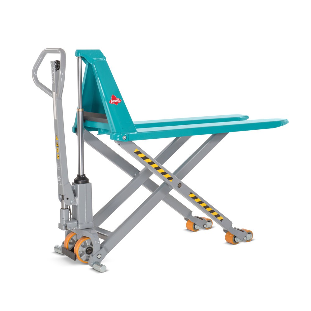 Transpaleta de tijera Ameise® PTM 1.5 con elevación rápida, capacidad de carga 1.500 kg, longitud de horquilla 1.200 mm, poliuretano