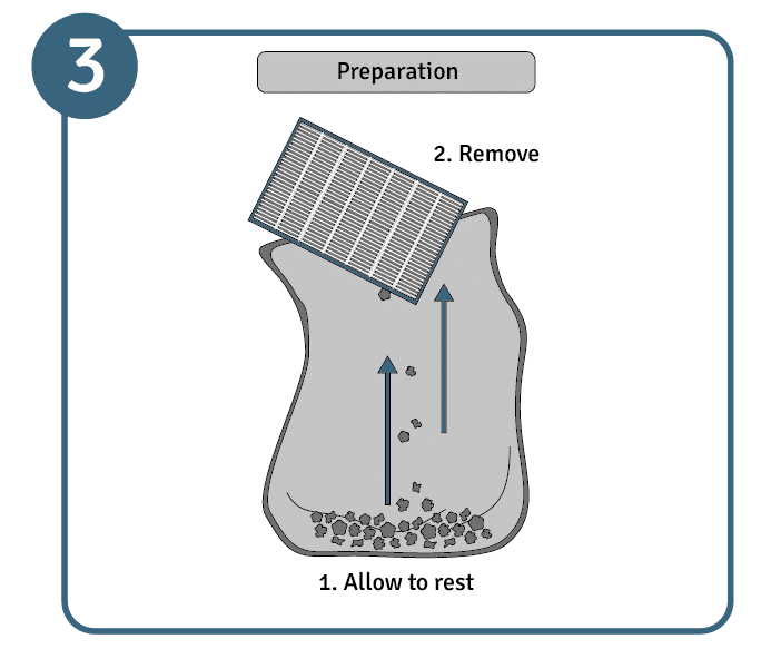 Image showing the HEPA filter left in the bag to allow fine dust to settle, then removing it